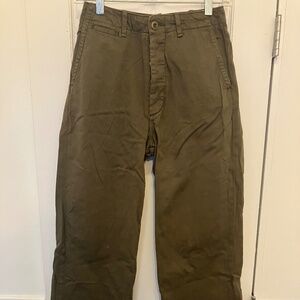 Buck Mason women's button fly wide leg chinos